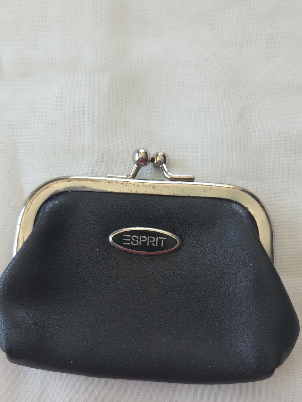 Esprit Black Kiss-Lock Coin Purse with Silver Frame